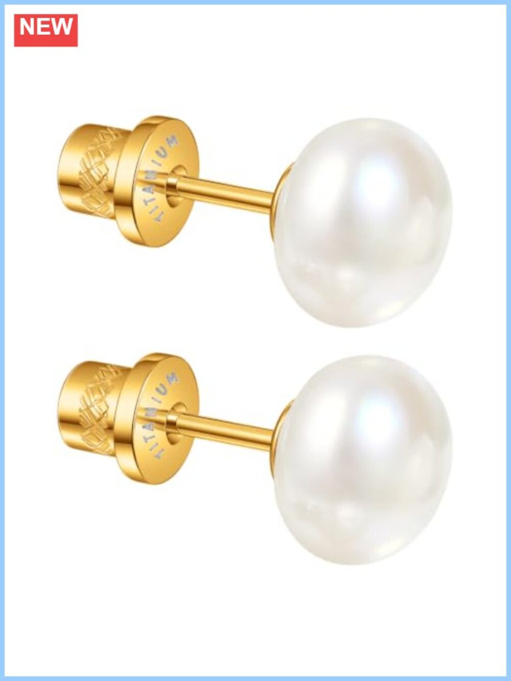 Freshwater Pearl Stud Earrings Titanium Screw Back Hypoallergenic